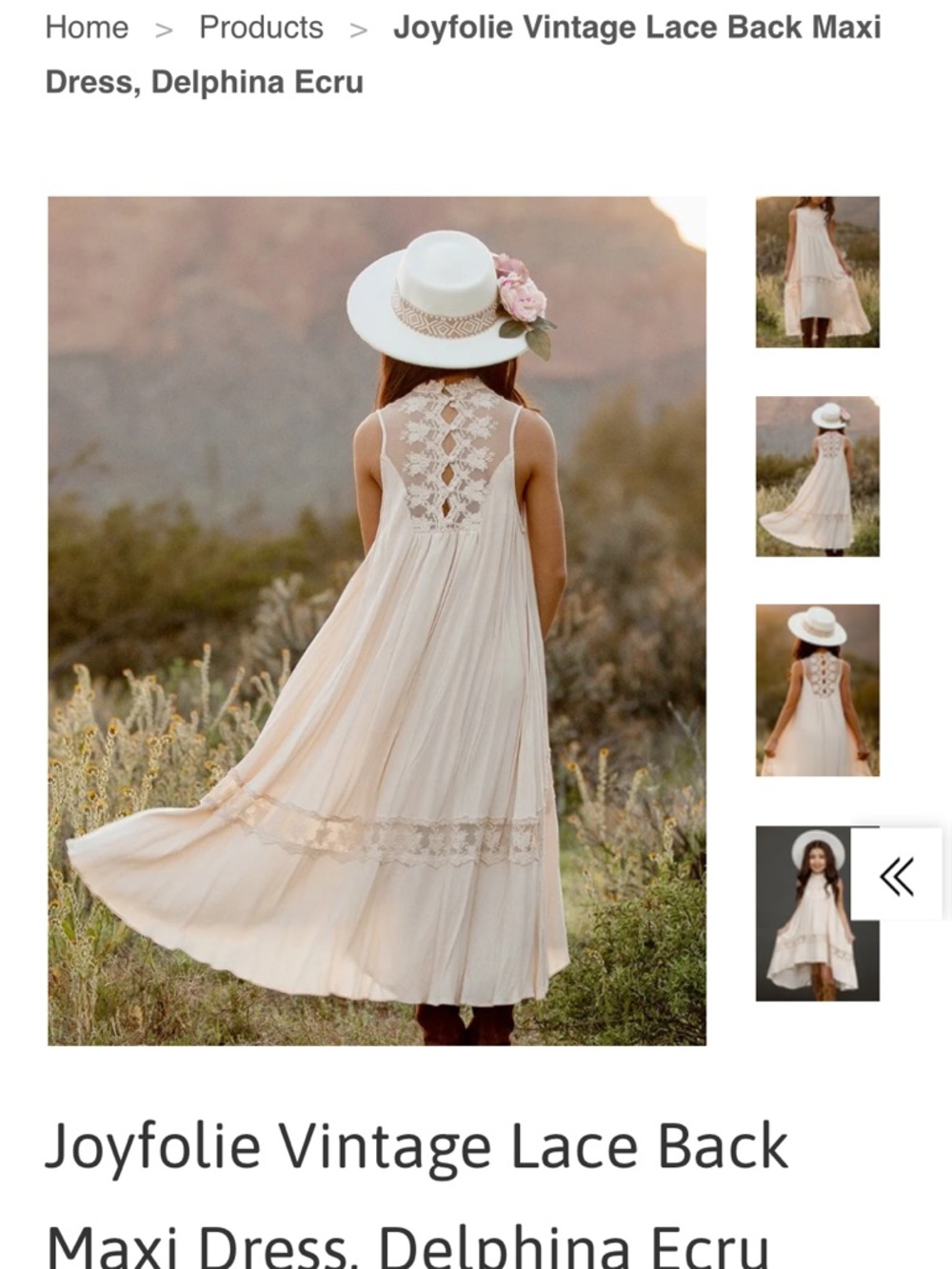 Joyfolie Cream Lace High-Low Sleeveless Dress whimsical boho beach wedding vibe